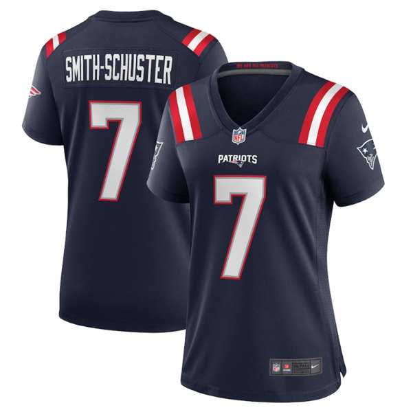 Womens New England Patriots #7 JuJu Smith-Schuster Navy Stitched Game Jersey Dzhi->women nfl jersey->Women Jersey